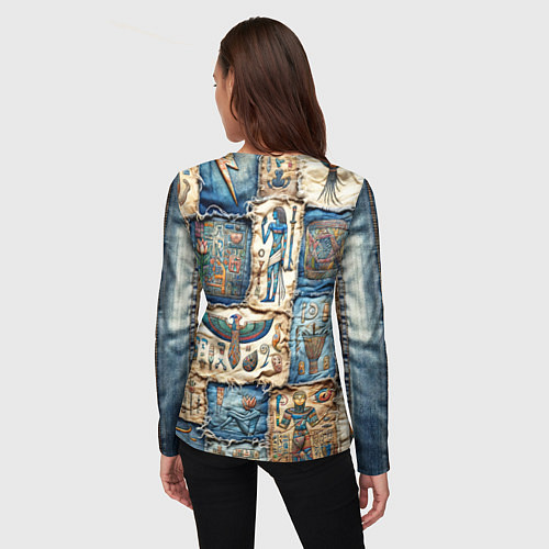 Женский лонгслив Пэчворк из Египетских мотивов / 3D-принт – фото 4