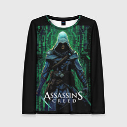 Лонгслив женский Assassins creed зеленый стиль матрицы, цвет: 3D-принт
