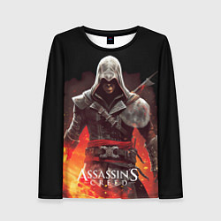Лонгслив женский Assassins creed огненный фон вокруг, цвет: 3D-принт