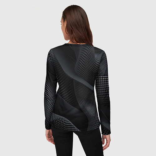 Женский лонгслив Черная геометрическая материя / 3D-принт – фото 4