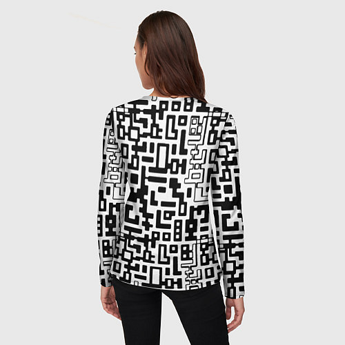 Женский лонгслив Чёрно-белая глитч инфекция / 3D-принт – фото 4