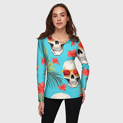 Лонгслив женский Черепа в отпуске, цвет: 3D-принт — фото 2
