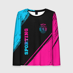Лонгслив женский Sporting - neon gradient вертикально, цвет: 3D-принт