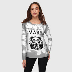Лонгслив женский Thirty Seconds to Mars рок панда на светлом фоне, цвет: 3D-принт — фото 2