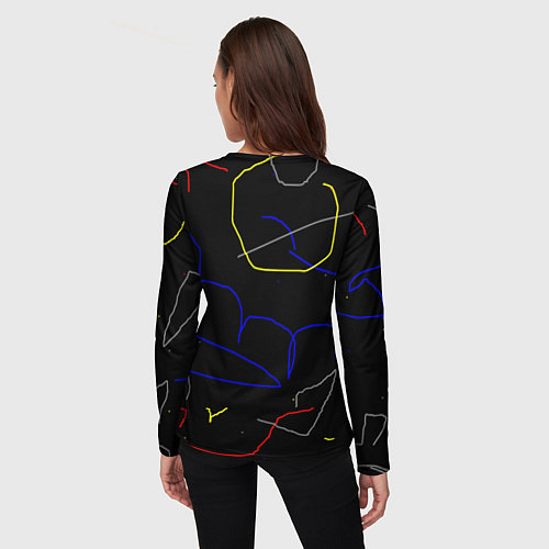 Женский лонгслив Линии и точки на чёрном / 3D-принт – фото 4