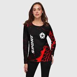 Лонгслив женский Jeep red sport tires, цвет: 3D-принт — фото 2