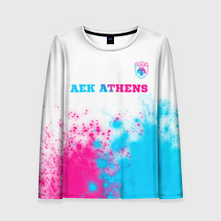 Лонгслив женский AEK Athens neon gradient style посередине, цвет: 3D-принт