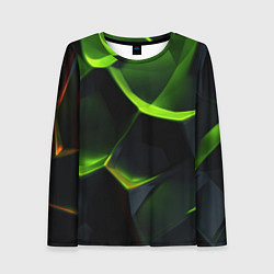 Женский лонгслив Green neon abstract geometry