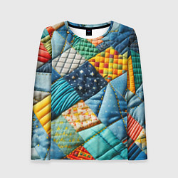 Лонгслив женский Лоскутное одеяло - пэчворк, цвет: 3D-принт