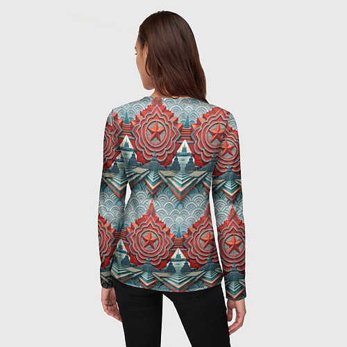 Женский лонгслив 9 мая спасибо деду за победу паттерн / 3D-принт – фото 4