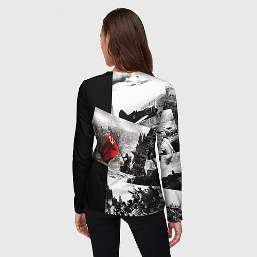 Женский лонгслив День победы 9 мая коллаж из фронтовых моментов / 3D-принт – фото 4