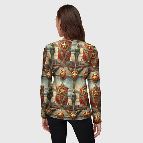 Женский лонгслив 9 мая солдаты и знамя / 3D-принт – фото 4