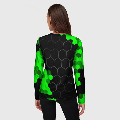Женский лонгслив Exeed green sport hexagon / 3D-принт – фото 4