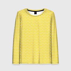 Лонгслив женский Жёлтый имитация сетки паттерн, цвет: 3D-принт