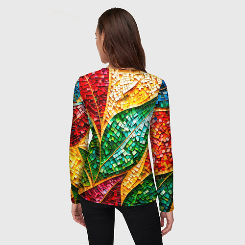 Женский лонгслив Яркая мозаика с разноцветным абстрактным узором и / 3D-принт – фото 4