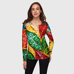Лонгслив женский Яркая мозаика с разноцветным абстрактным узором и, цвет: 3D-принт — фото 2