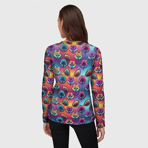 Женский лонгслив Furry color anime faces / 3D-принт – фото 4