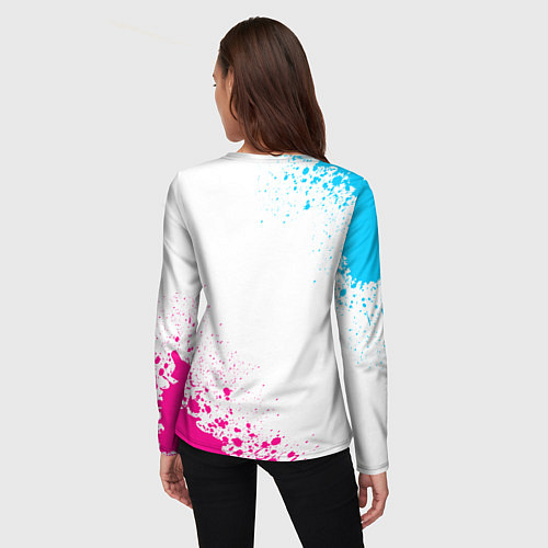 Женский лонгслив Sporting neon gradient style вертикально / 3D-принт – фото 4