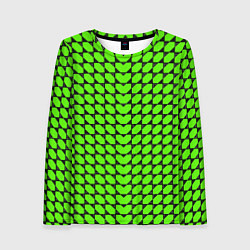 Лонгслив женский Зелёные лепестки шестиугольники, цвет: 3D-принт