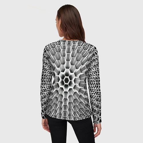Женский лонгслив Бесконечный гексагональный каркас / 3D-принт – фото 4