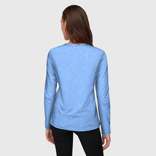 Женский лонгслив Текстурированный небесный голубой однотонный / 3D-принт – фото 4