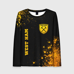 Лонгслив женский West Ham - gold gradient вертикально, цвет: 3D-принт