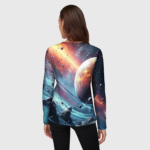 Женский лонгслив Объемный космос и планеты / 3D-принт – фото 4
