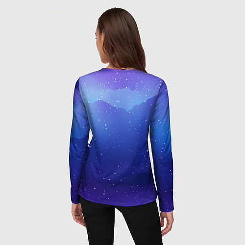 Женский лонгслив Синий космос и звезды / 3D-принт – фото 4