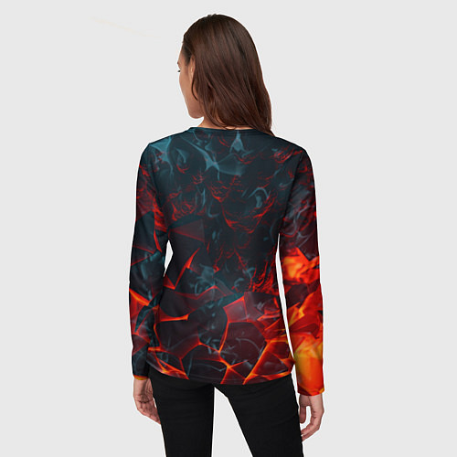 Женский лонгслив Темная абстракция с разломом красных плит / 3D-принт – фото 4