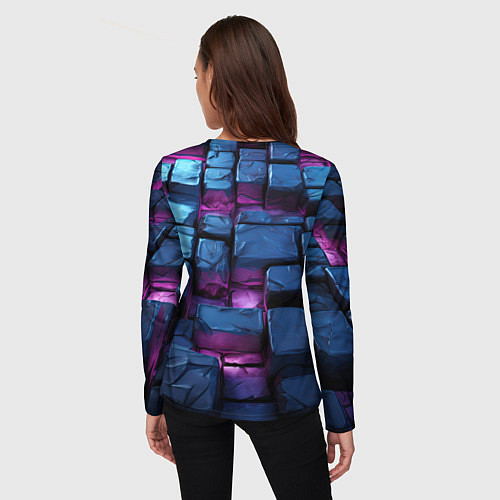 Женский лонгслив Неоновые плитки объемные / 3D-принт – фото 4