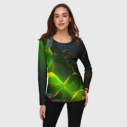 Лонгслив женский Зеленая абстрактная неоновая текстура, цвет: 3D-принт — фото 2
