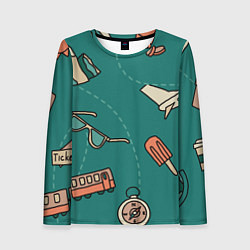 Женский лонгслив Предметы для путешествий, транспорт