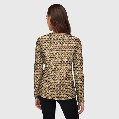 Женский лонгслив Магический узор чёрно-коричневый / 3D-принт – фото 4