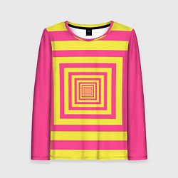 Лонгслив женский Желтые квадраты трансформация, цвет: 3D-принт
