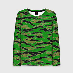 Женский лонгслив Камуфляж на зеленом фоне