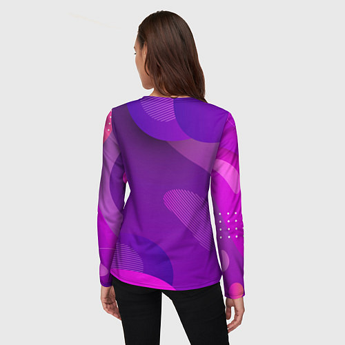 Женский лонгслив Модная сова на фиолетовом / 3D-принт – фото 4