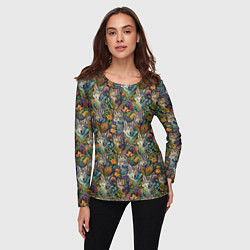 Лонгслив женский Волчий паттерн, цвет: 3D-принт — фото 2