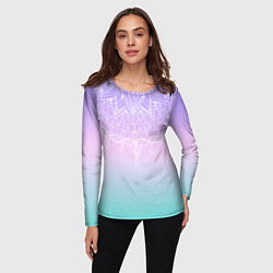 Лонгслив женский Розово-голубой градиент с узором мандала, цвет: 3D-принт — фото 2