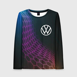 Лонгслив женский Volkswagen neon hexagon, цвет: 3D-принт