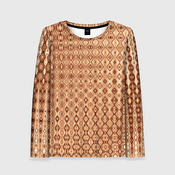 Лонгслив женский Светлый коричневый абстрактный узор, цвет: 3D-принт
