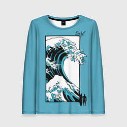 Лонгслив женский Большая волна в Канагаве - серфинг, цвет: 3D-принт