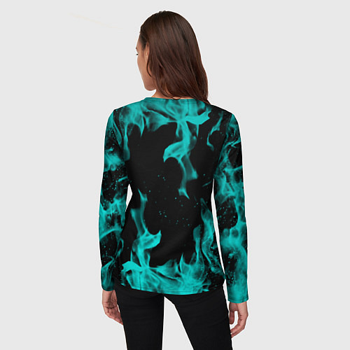 Женский лонгслив Вайпер flame neon game / 3D-принт – фото 4