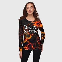 Лонгслив женский Demon Slayer red lava, цвет: 3D-принт — фото 2