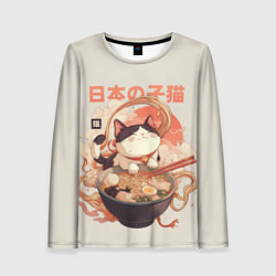 Лонгслив женский Ramen and the cat, цвет: 3D-принт
