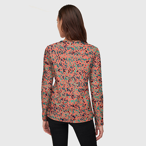 Женский лонгслив Розово-бирюзовый абстрактный / 3D-принт – фото 4