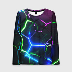 Лонгслив женский Микс из разломленных плит и неоновое свечения, цвет: 3D-принт