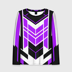 Лонгслив женский Purple and black stripes on a white background, цвет: 3D-принт