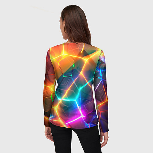 Женский лонгслив Яркий градиент в разломленных плитах с желтым свет / 3D-принт – фото 4