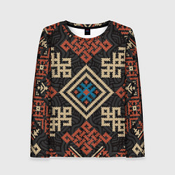 Лонгслив женский Славянский символьный узор оберег, цвет: 3D-принт
