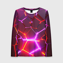 Лонгслив женский Красные плиты с фиолетовым свечением, цвет: 3D-принт
